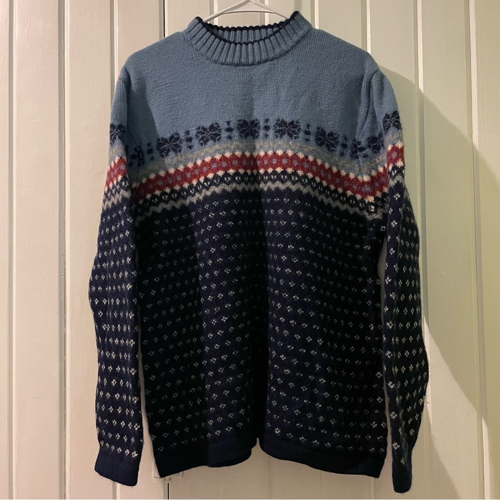 LANDS’ END fair Isle 100% wool sweater-wmns. X-large (18-20) like new